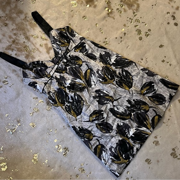 Rebecca Taylor 10 Black Gray Floral Silk Dress - Picture 9 of 10